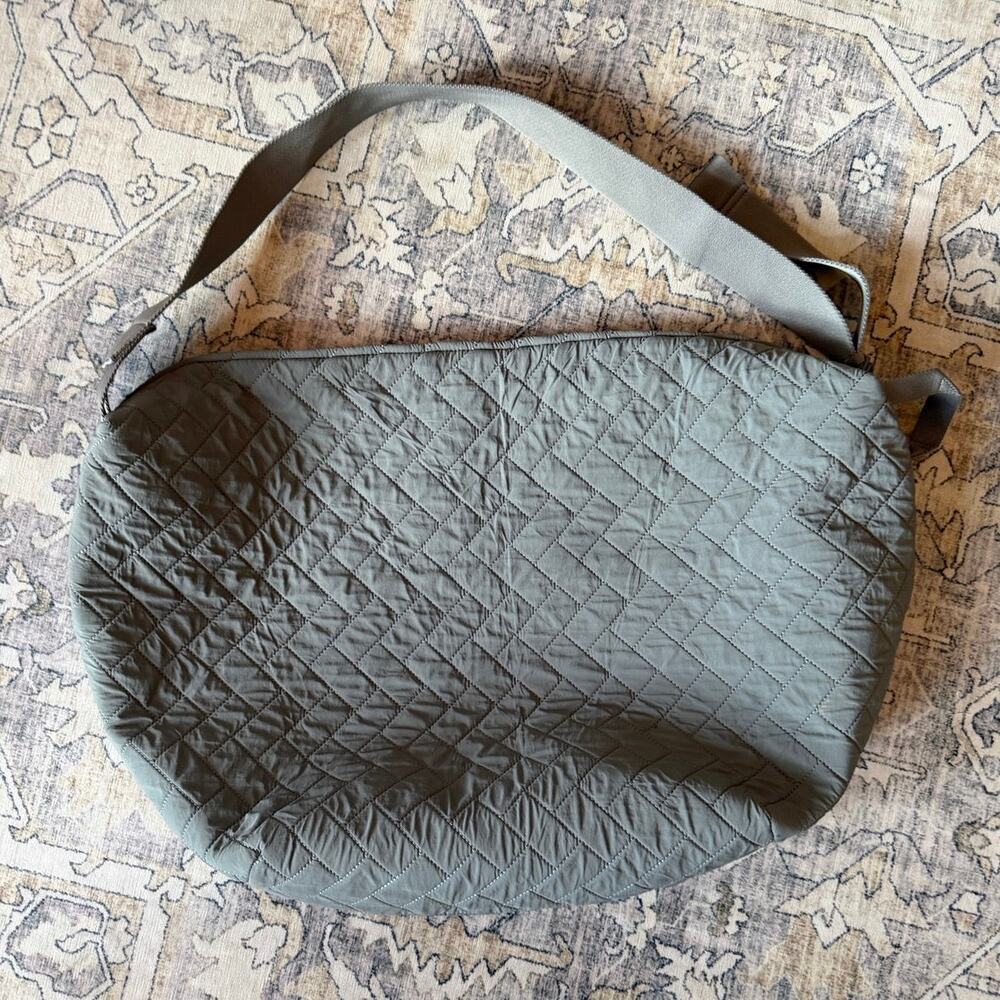 Zara Quilted Soft Crossbody Shoulder Bag Grey Puffer Sling Large Unisex